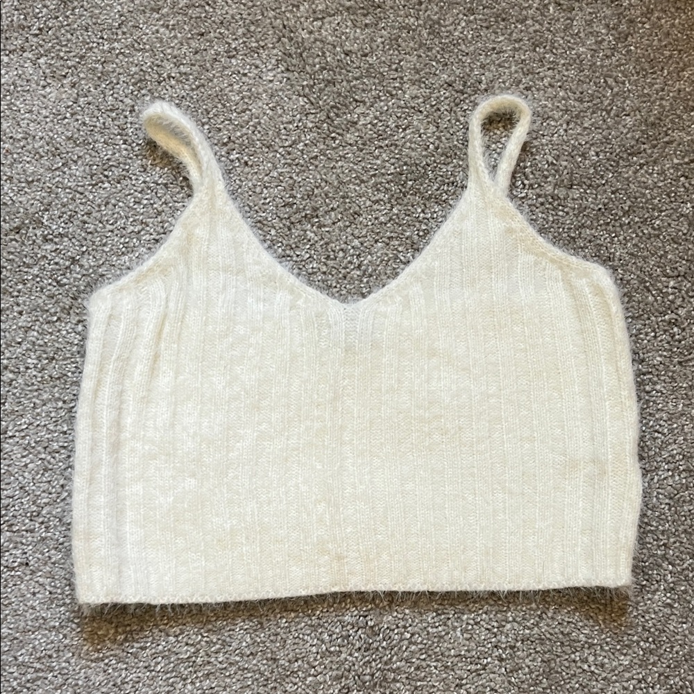Papermoon White Knit Cropped Tank